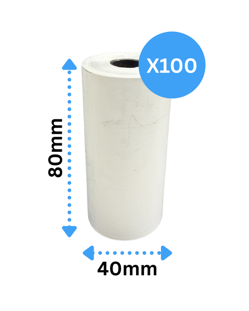Thermal Till Rolls 80x40 (Box Of 100 Rolls) Just/Uber Eats Rolls 65 GSM, BPA FREE