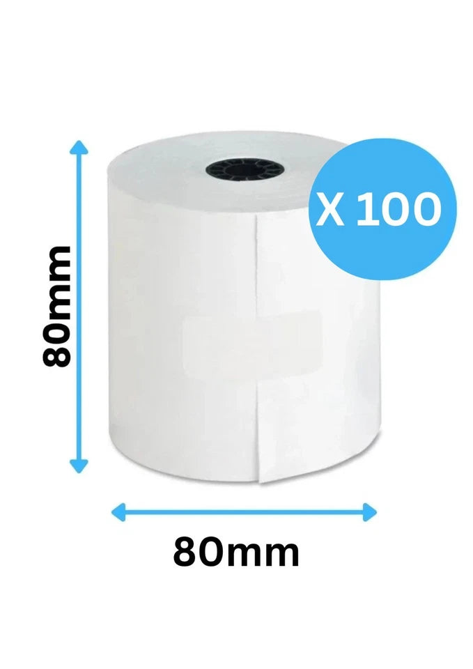 Thermal Till Rolls 80x80 (Box Of 100 Rolls) Cash Register Rolls,65 GSM, BPA FREE