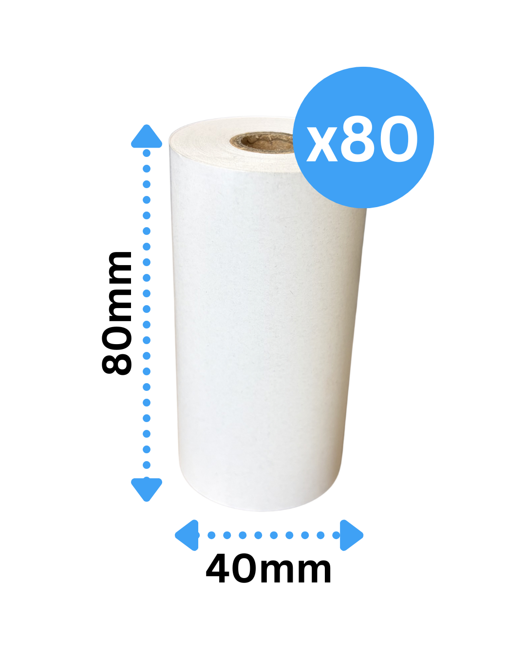 80mm x 40mm Thermal Till Rolls (Box Of 20 Rolls) Just/Uber Eats Rolls 65 GSM, BPA FREE