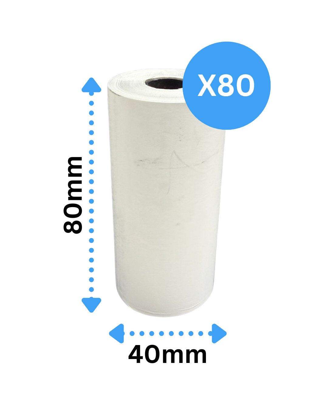 80mm x 40mm Thermal Till Rolls (Box Of 80 Rolls) Just/Uber Eats Rolls 65 GSM, BPA FREE