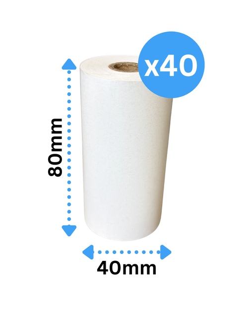 80mm x 40mm Thermal Till Rolls (Box Of 40 Rolls) Just/Uber Eats Rolls 65 GSM, BPA FREE